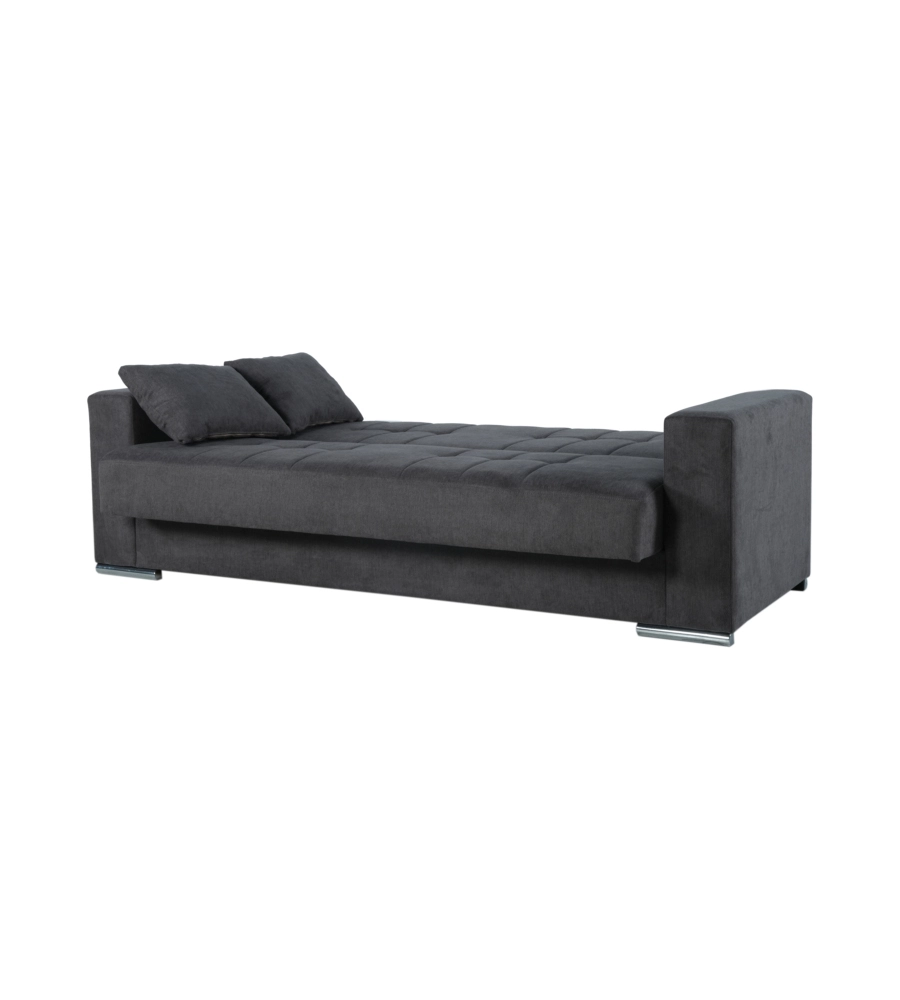 DIVANO LETTO "PADOVA" 3 POSTI TESSUTO GRIGIO, 230X93X97 CM